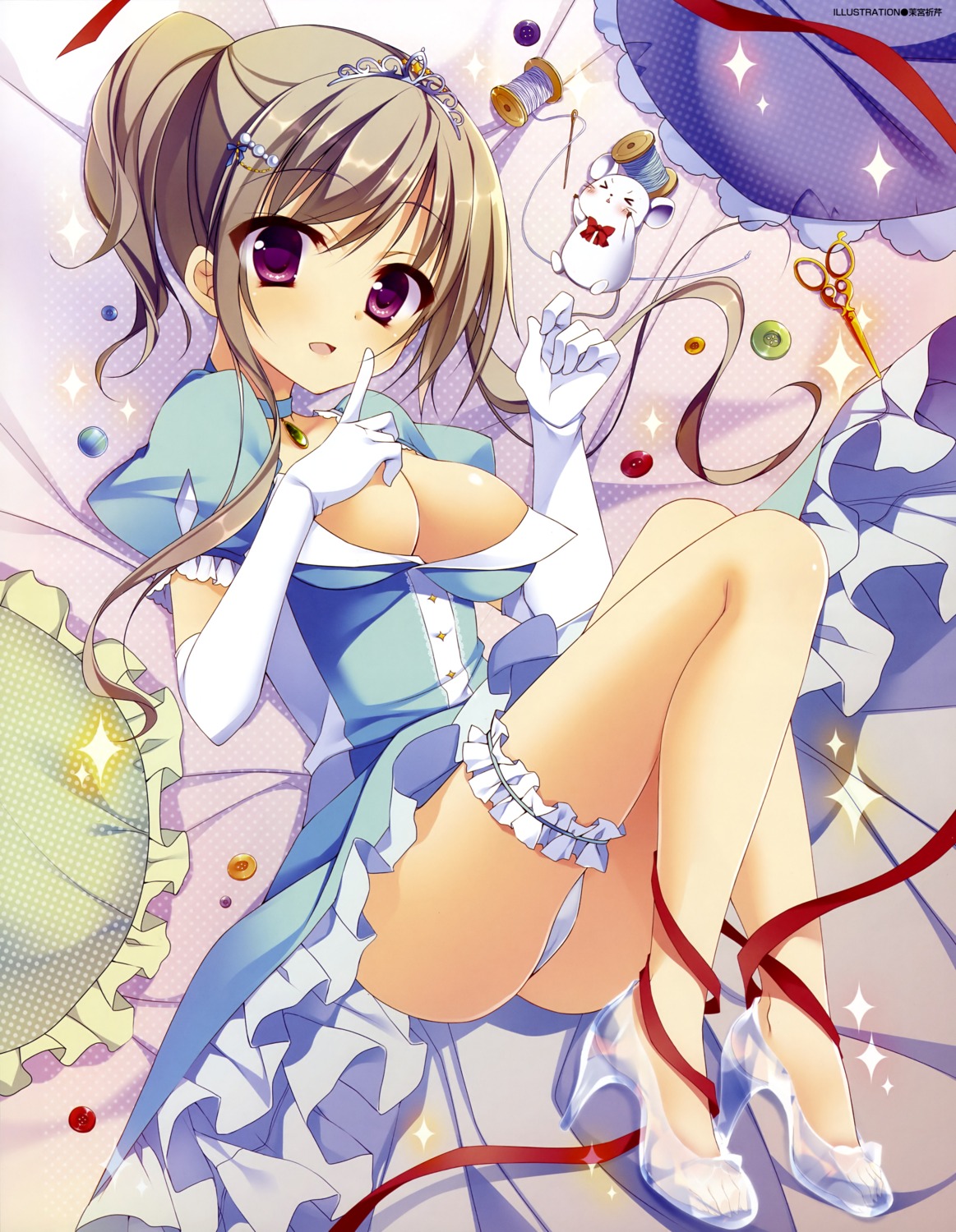 cameltoe cleavage dress feet garter heels matsumiya_kiseri pantsu see_through