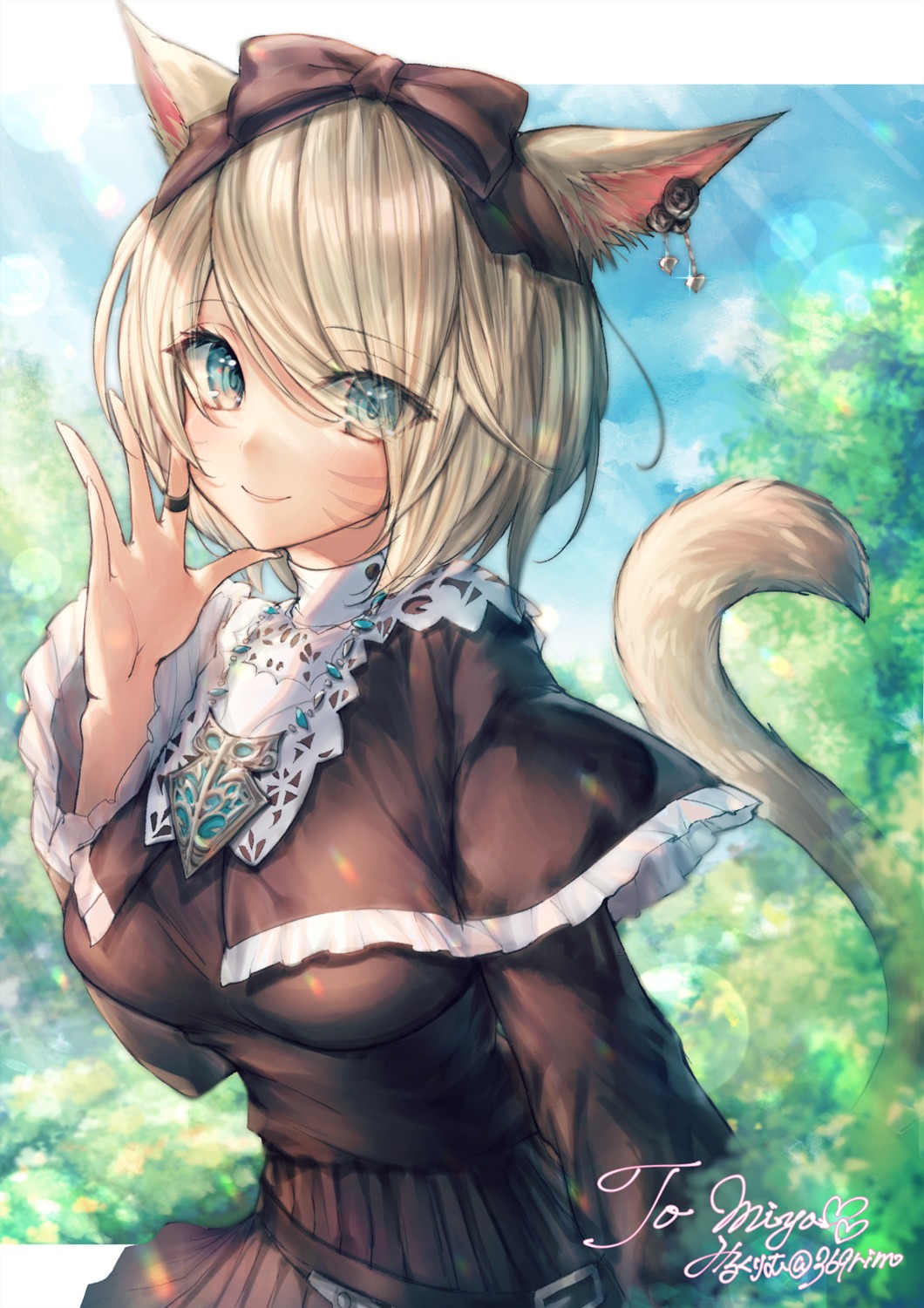 animal_ears final_fantasy final_fantasy_xiv miqo'te mirukurim skirt_lift tail