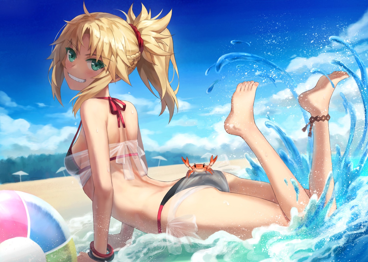 bikini fate/grand_order mordred_(fate) see_through swimsuits tonee