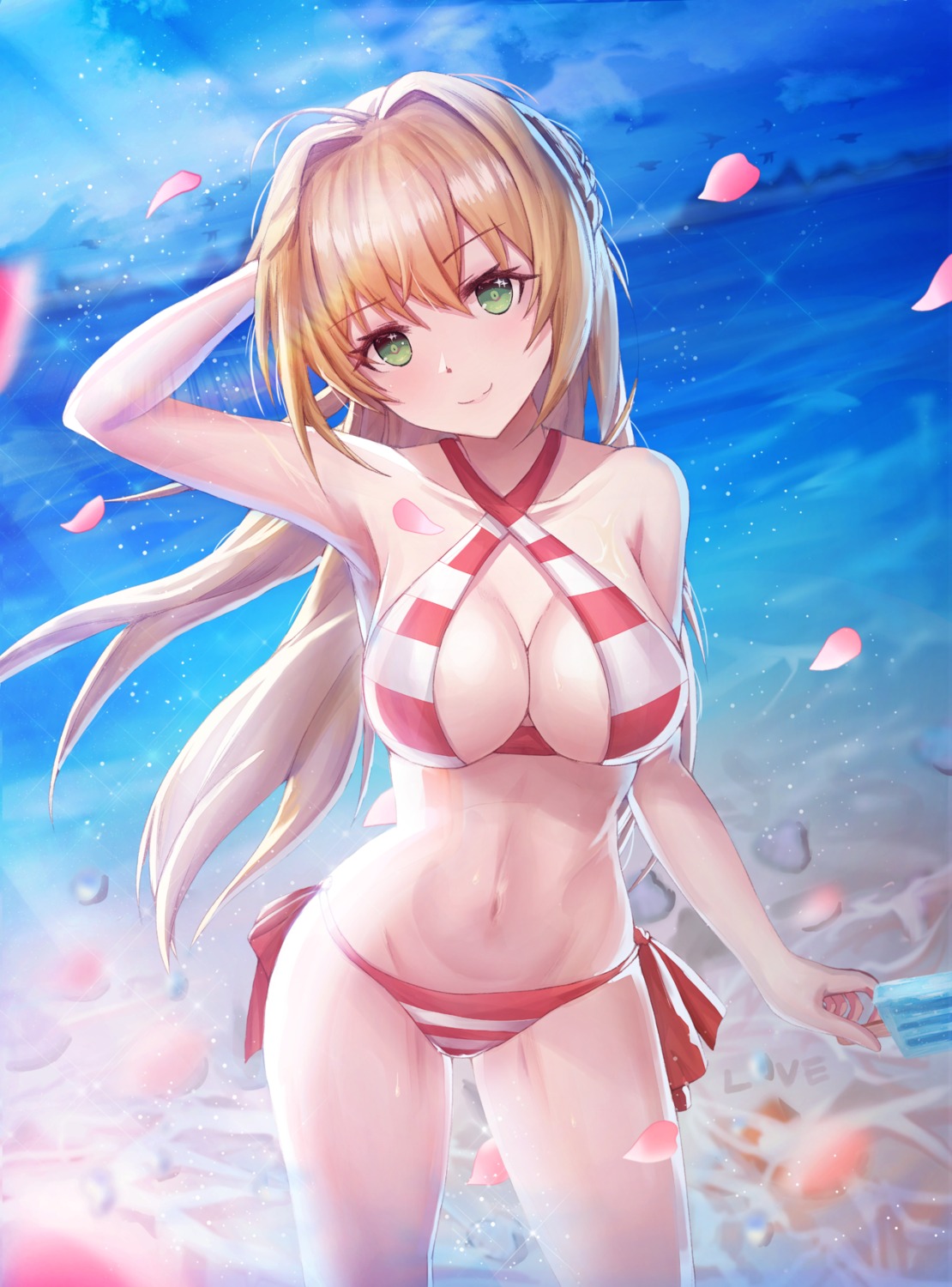 bikini fate/grand_order necoring862 saber_extra swimsuits