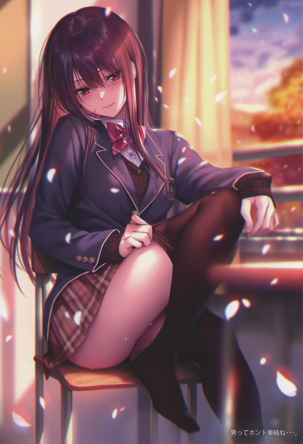 hanikami_kanojo minazumi_kasane piromizu seifuku skirt_lift sweater thighhighs undressing