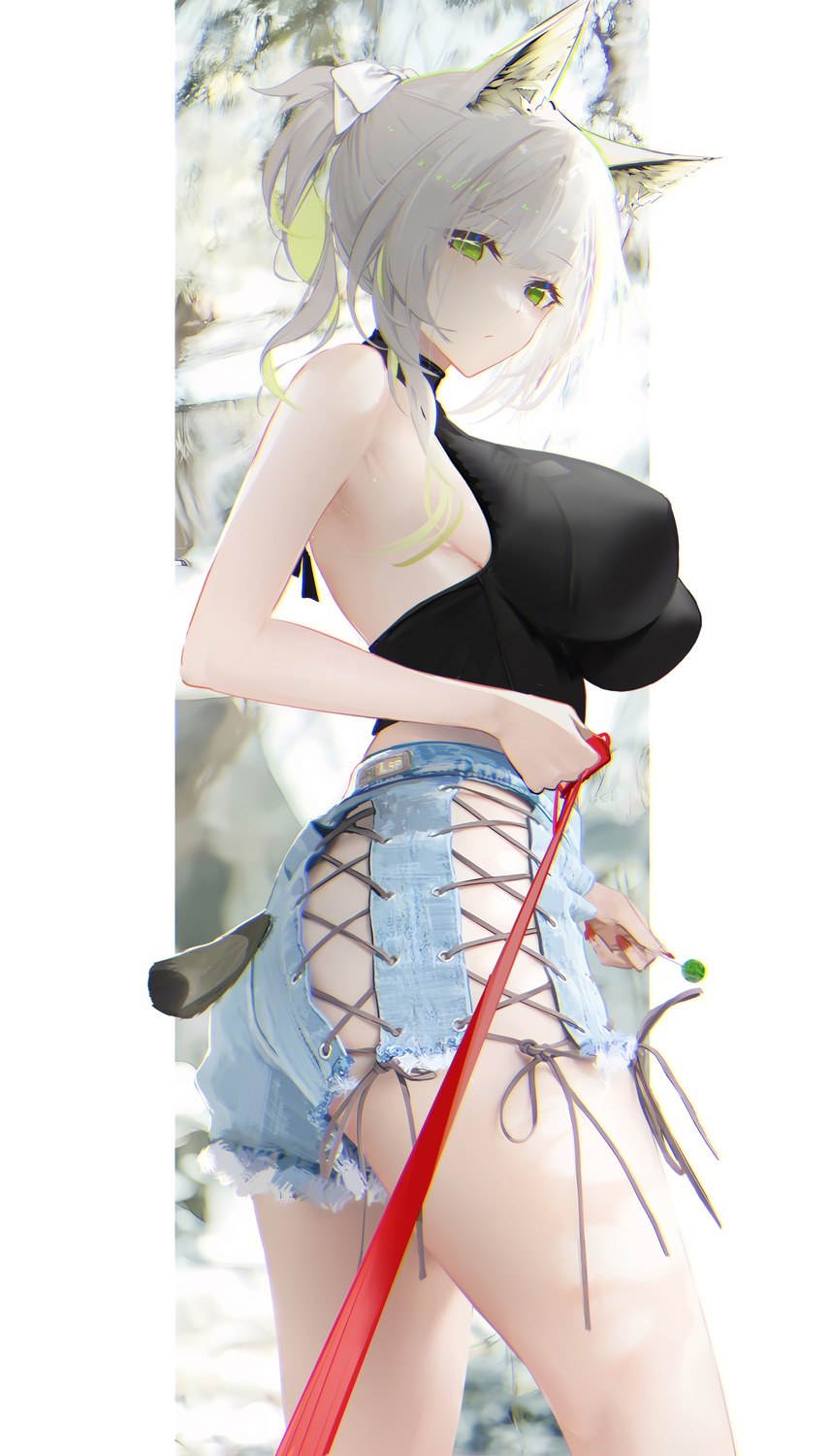 animal_ears arknights ass kal'tsit_(arknights) no_bra nopan omone_hokoma_agm tail torn_clothes