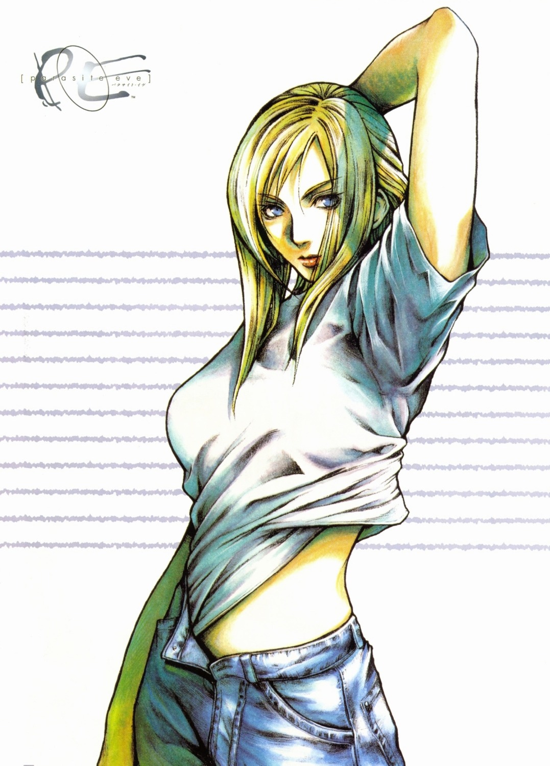 aya_brea nomura_tetsuya parasite_eve shirt_lift square_enix