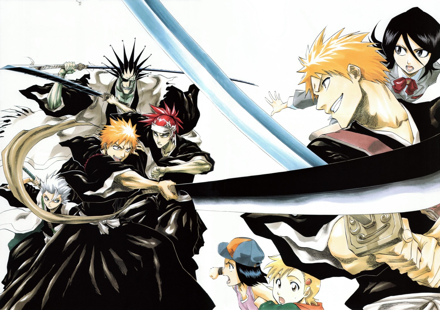 abarai_renji bleach hitsugaya_toushirou kuchiki_rukia kurosaki_ichigo kurosaki_yuzu zaraki_kenpachi