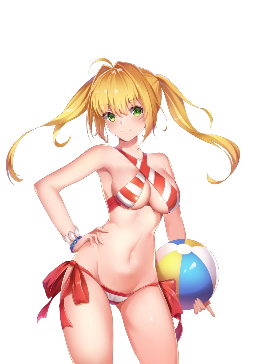 bikini cameltoe cleavage fate/grand_order saber_extra swimsuits underboob yamaku_ujou