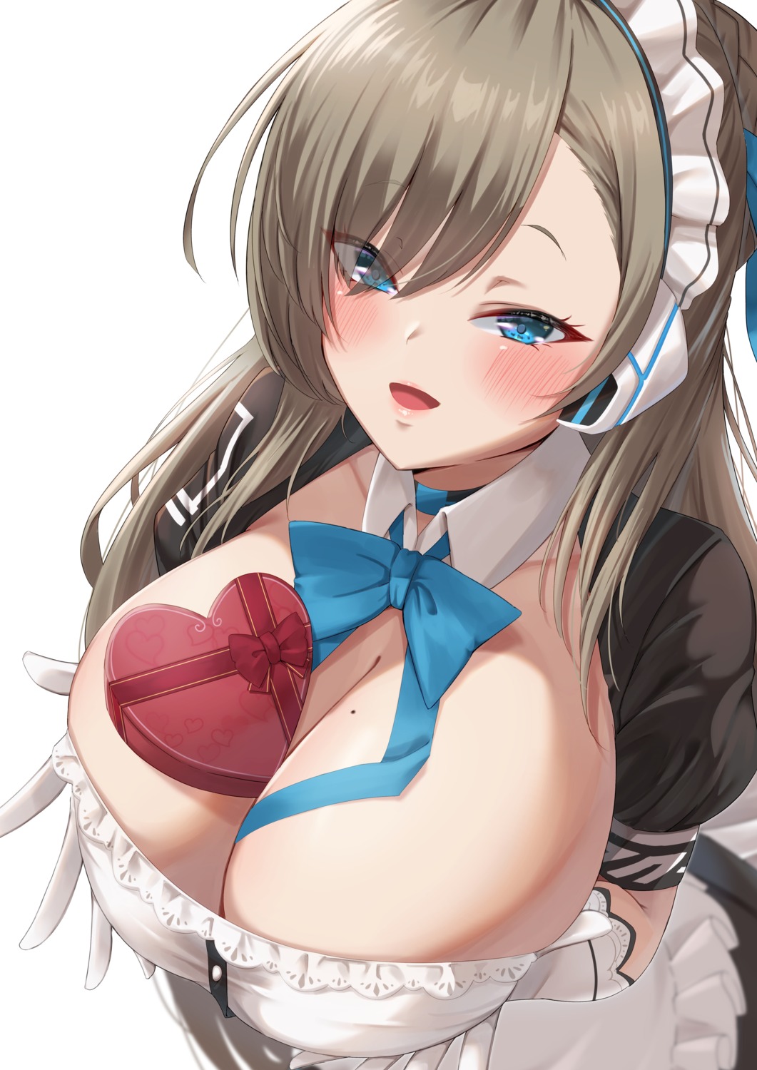 blue_archive breast_hold ichinose_asuna maid nanohana_linestamp no_bra valentine