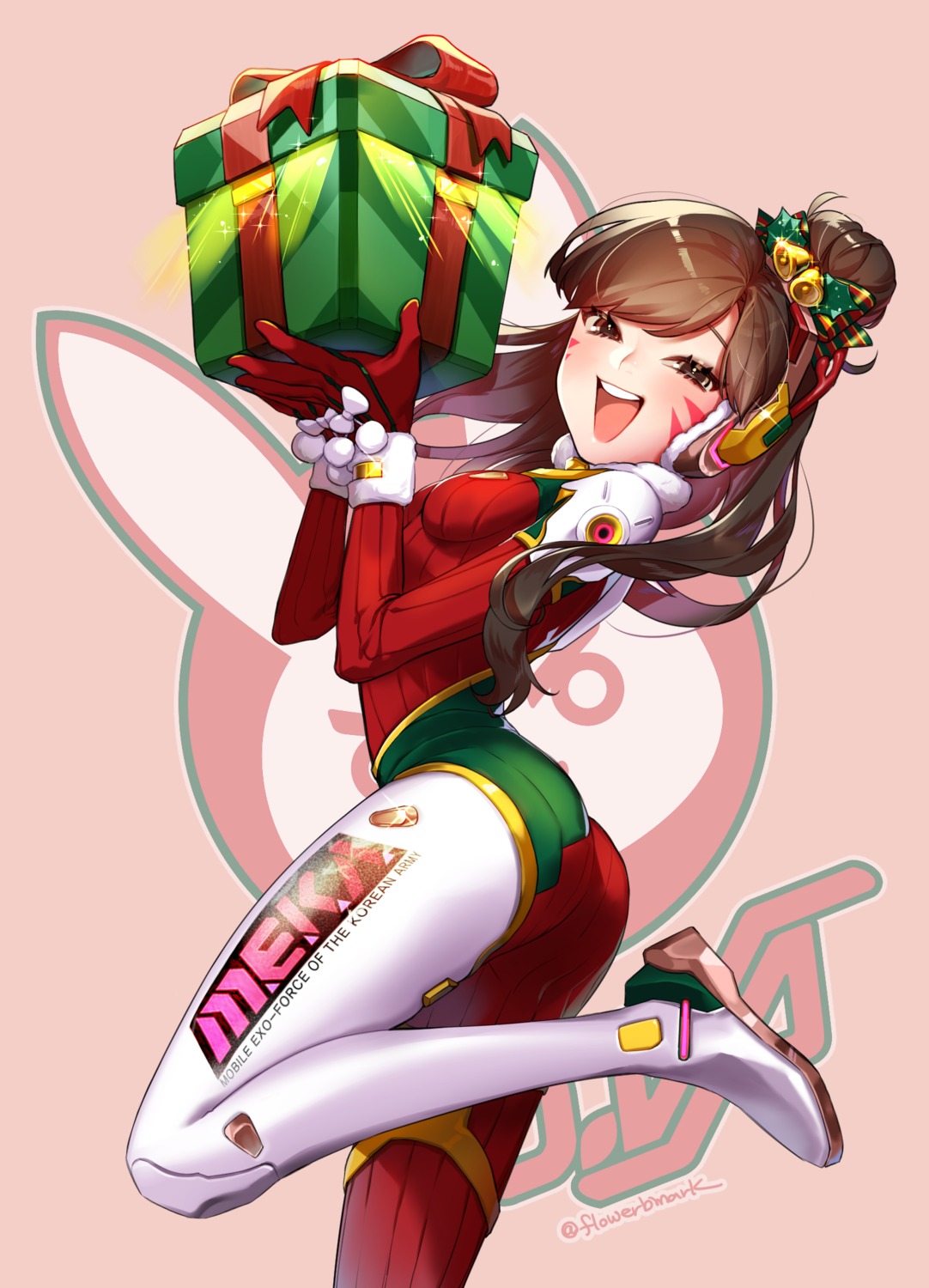 bodysuit christmas d.va hana_shiori overwatch