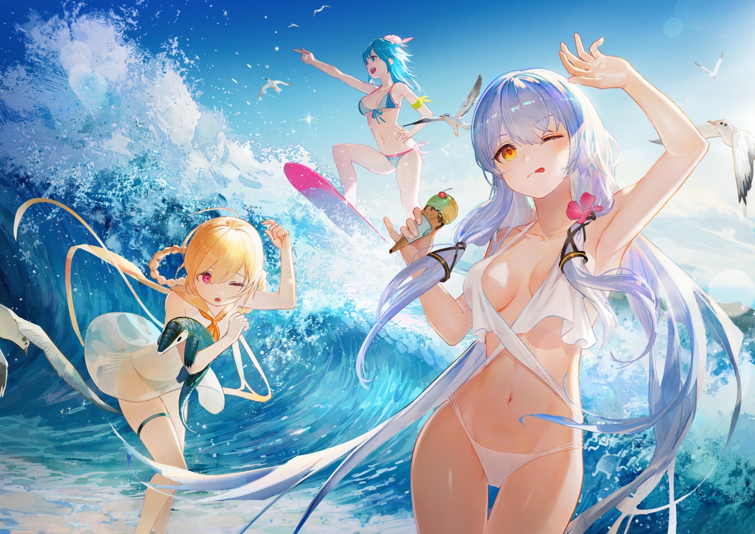 bikini garter haiyi leiq see_through shian_(synthesizer_v) skirt_lift stardust_(vocaloid) swimsuits synthesizer_v vocaloid