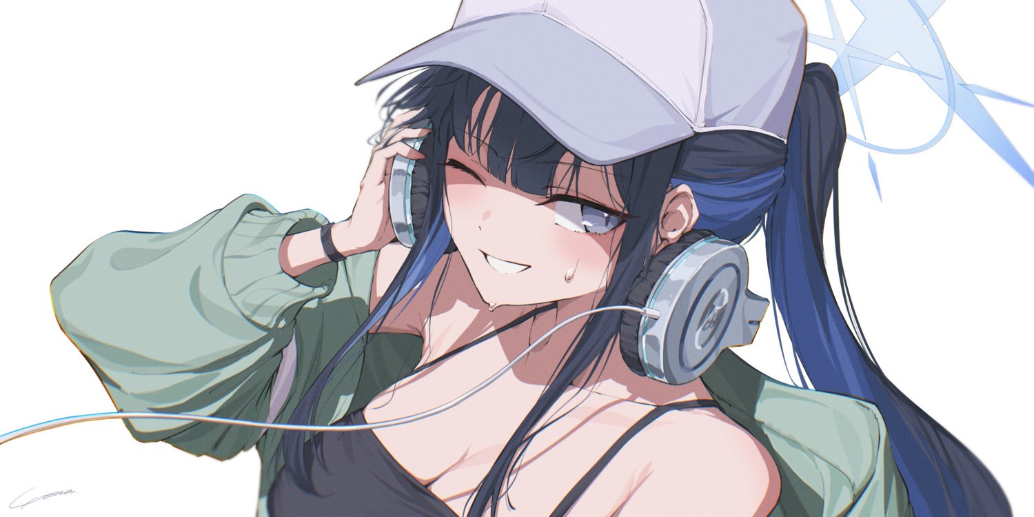 blue_archive halo headphones joumae_saori no_bra yo_na