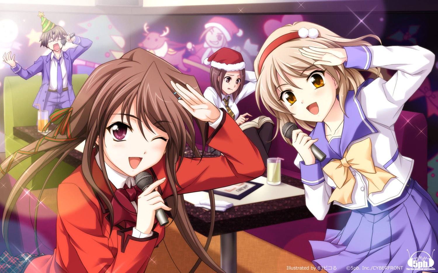 83pikoru christmas hina_asuka memories_off memories_off_5 memories_off_6 seifuku thighhighs tohmine_ririsu wallpaper