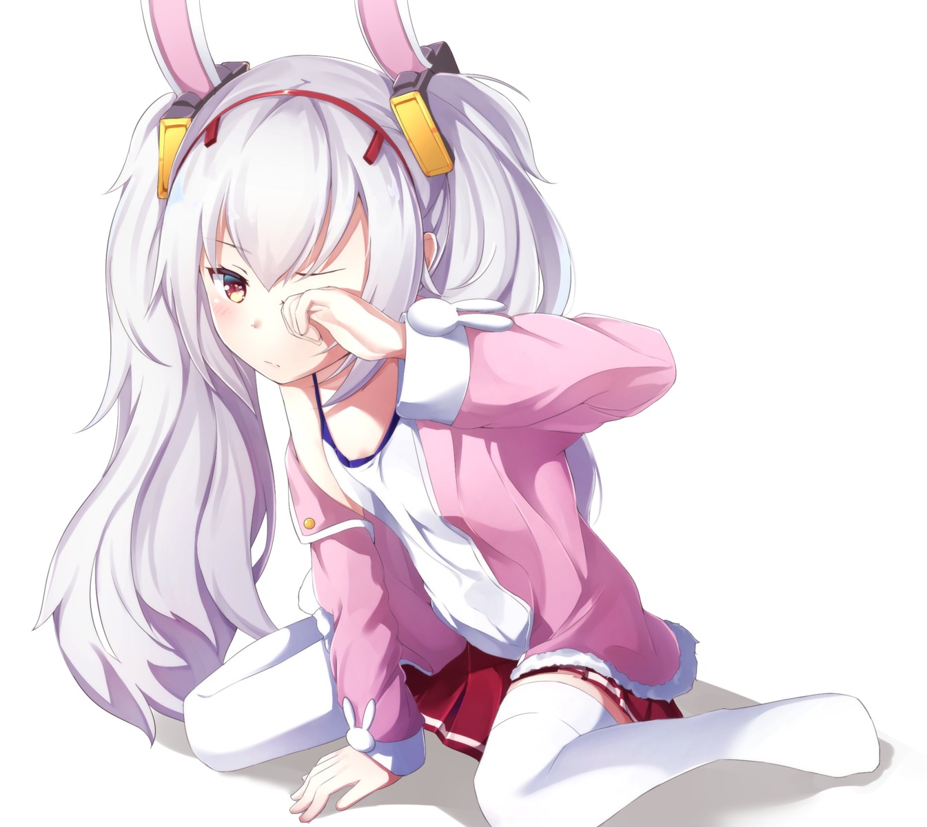 animal_ears azur_lane bunny_ears laffey_(azur_lane) ponyaru thighhighs