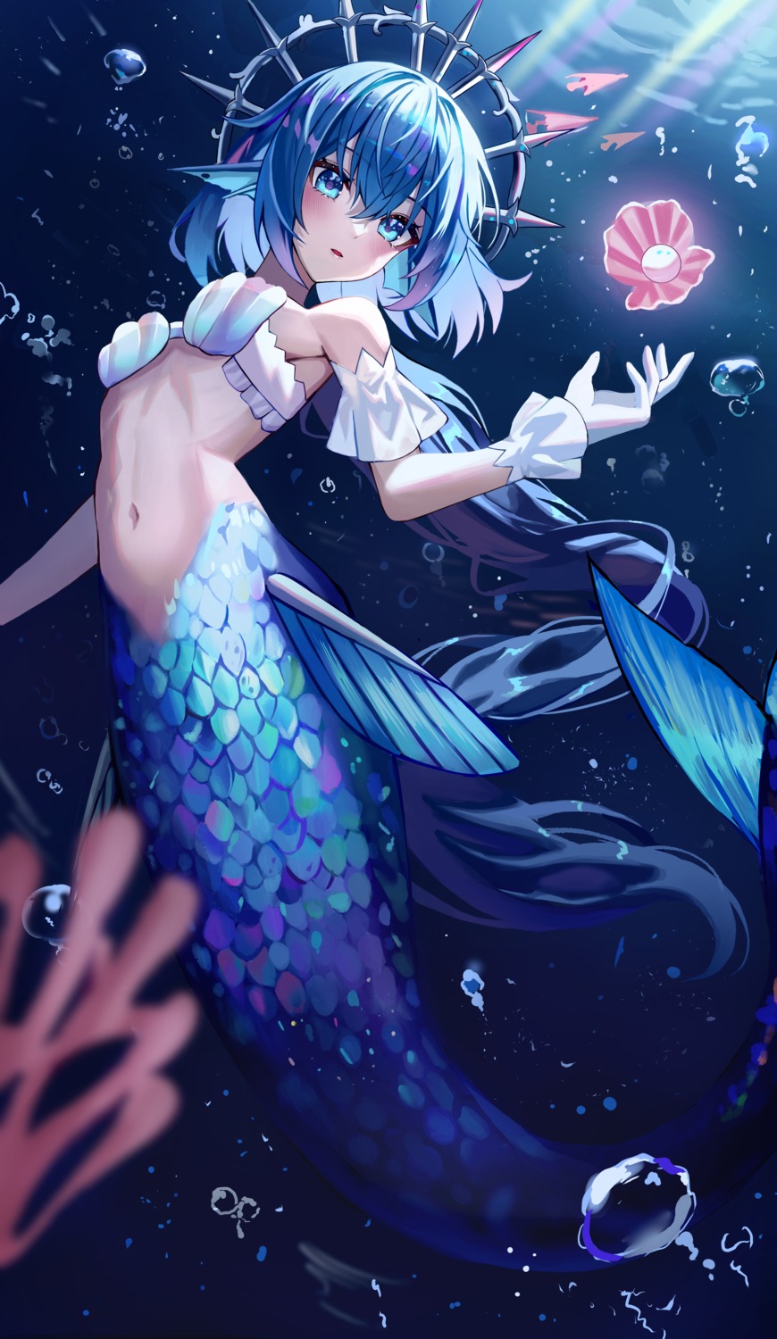 bra mermaid monster_girl poise tail