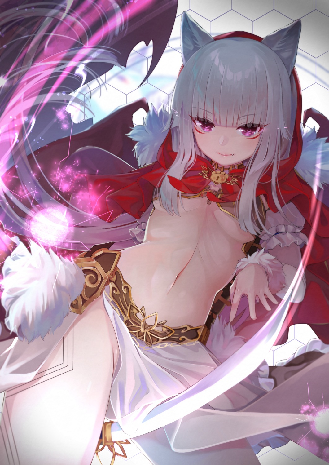 animal_ears armor no_bra samayoi skirt_lift sound_voltex sword