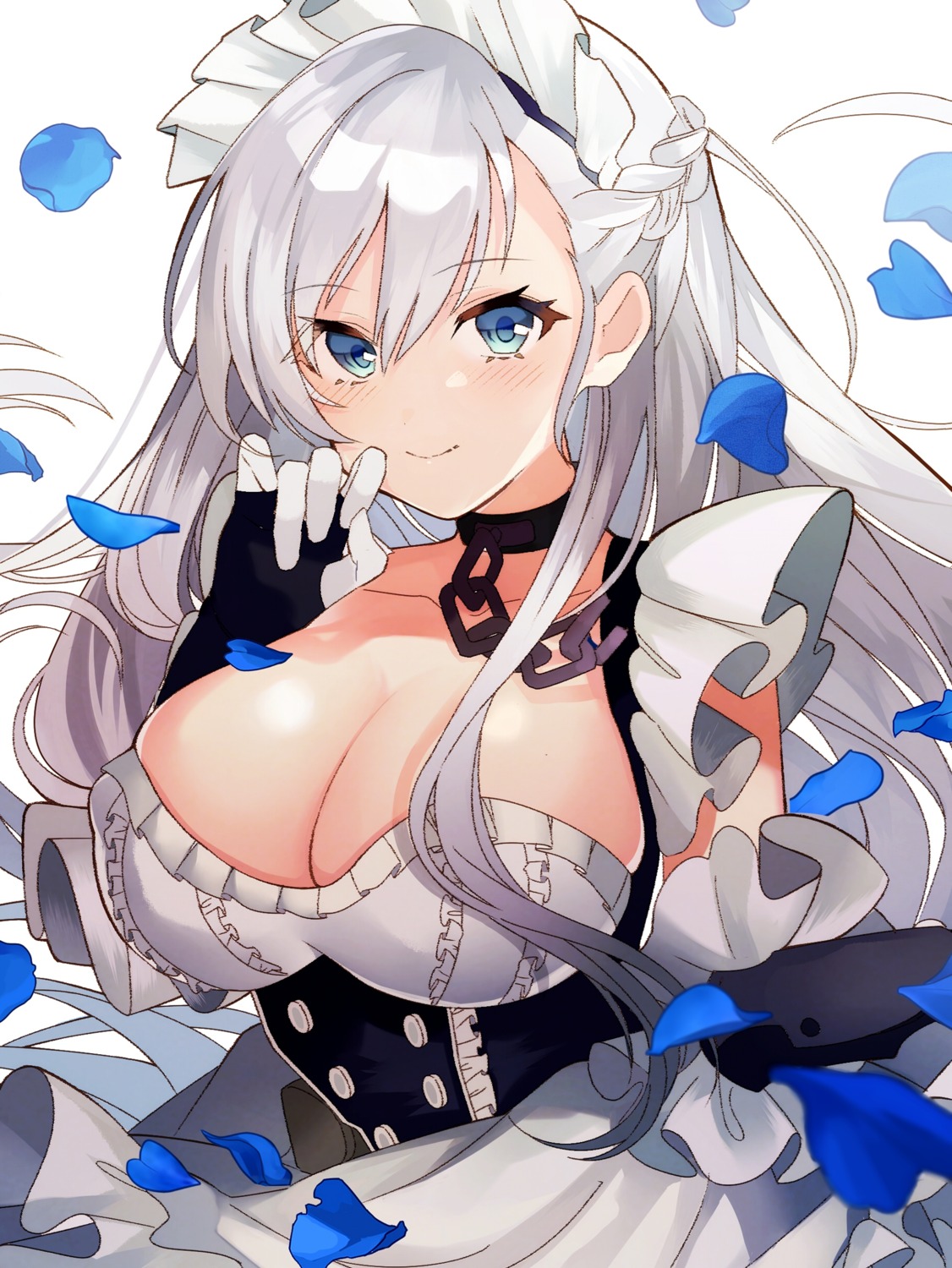 azur_lane belfast_(azur_lane) cleavage maid pomu_(pomu_me)