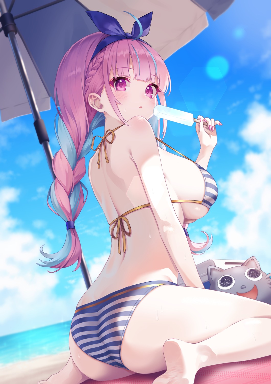 ass bikini gyoza_(pixiv17855879) hololive minato_aqua neko swimsuits thong