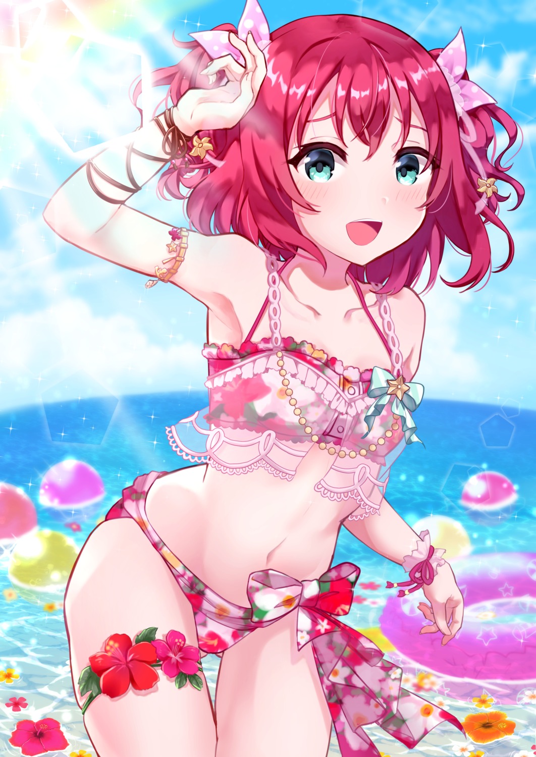 bikini cleavage garter harukasu_(mememememo) kurosawa_ruby love_live!_sunshine!! see_through swimsuits