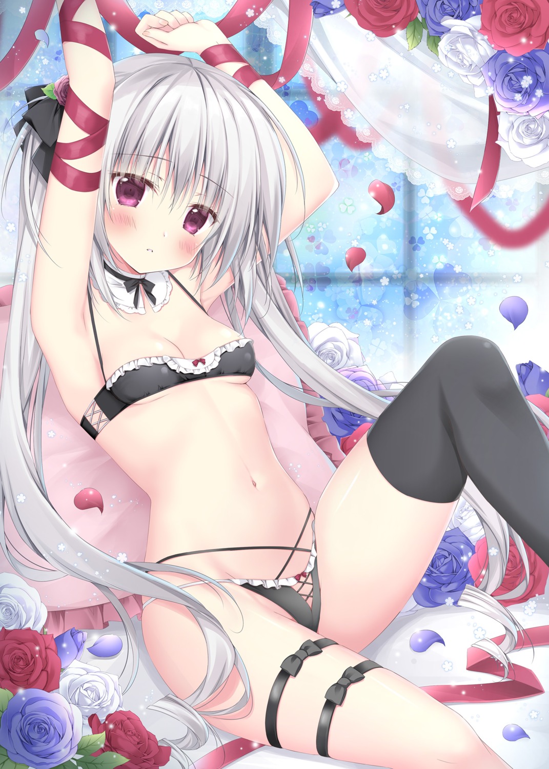 bikini bondage garter hakoniwa_no_gakuen komiya_rio korie_riko maid swimsuits thighhighs thong