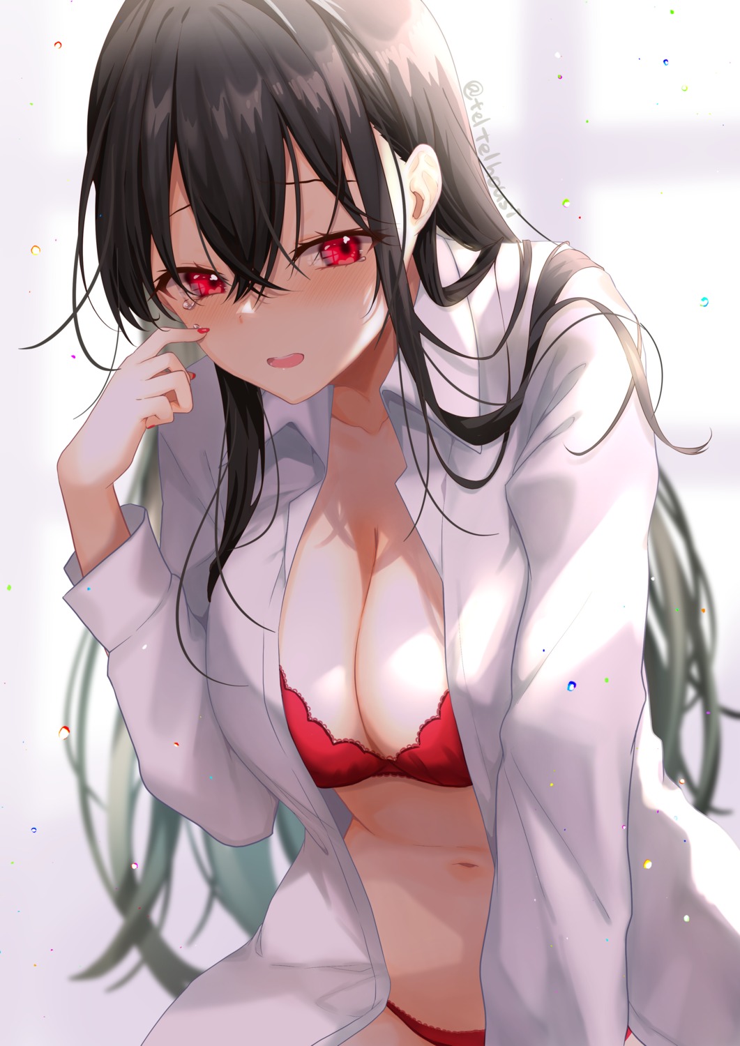 bra dress_shirt open_shirt pantsu teltelhousi