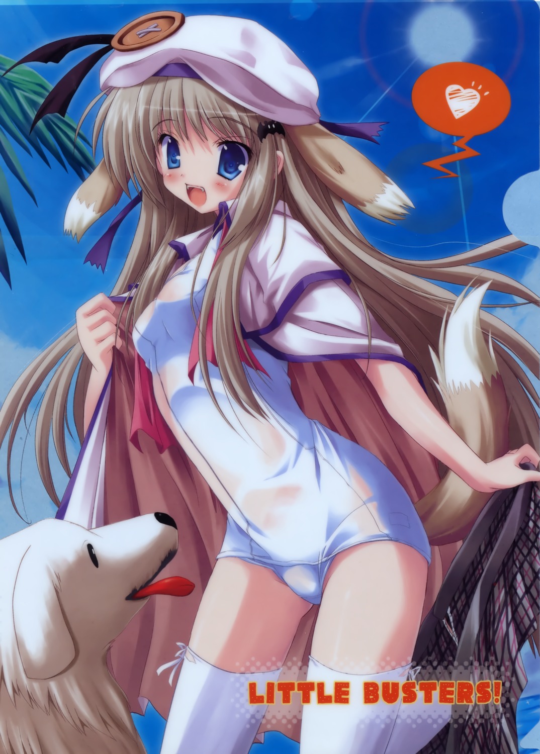 animal_ears happy_birthday inumimi little_busters! maruchan noumi_kudryavka school_swimsuit see_through swimsuits tail undressing wet_clothes
