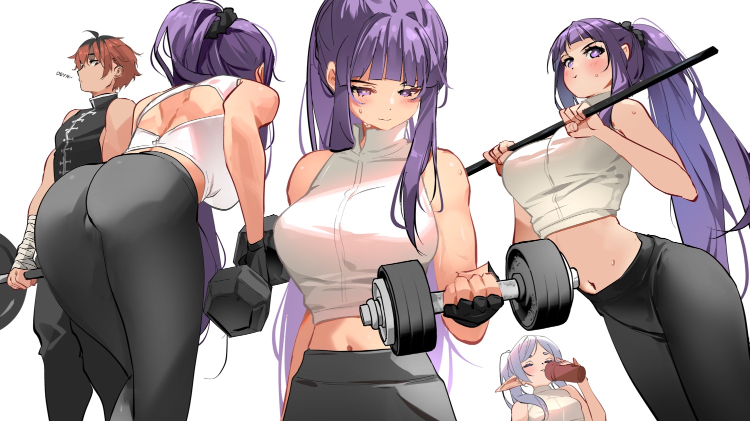 ass bandages elf fern frieren gym_uniform pointy_ears sousou_no_frieren stark sydus