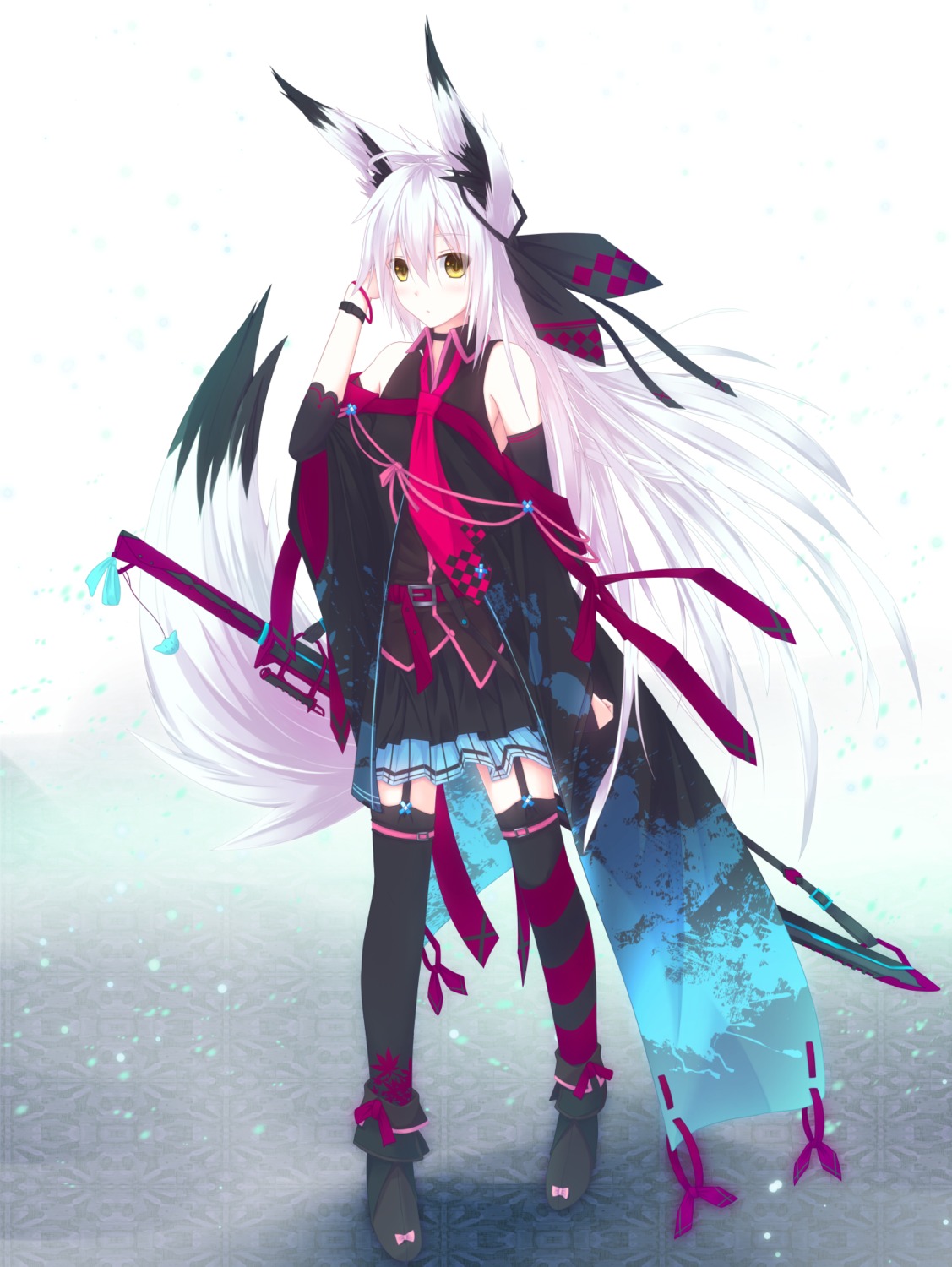 animal_ears garter nagishiro_mito stockings sword tail thighhighs