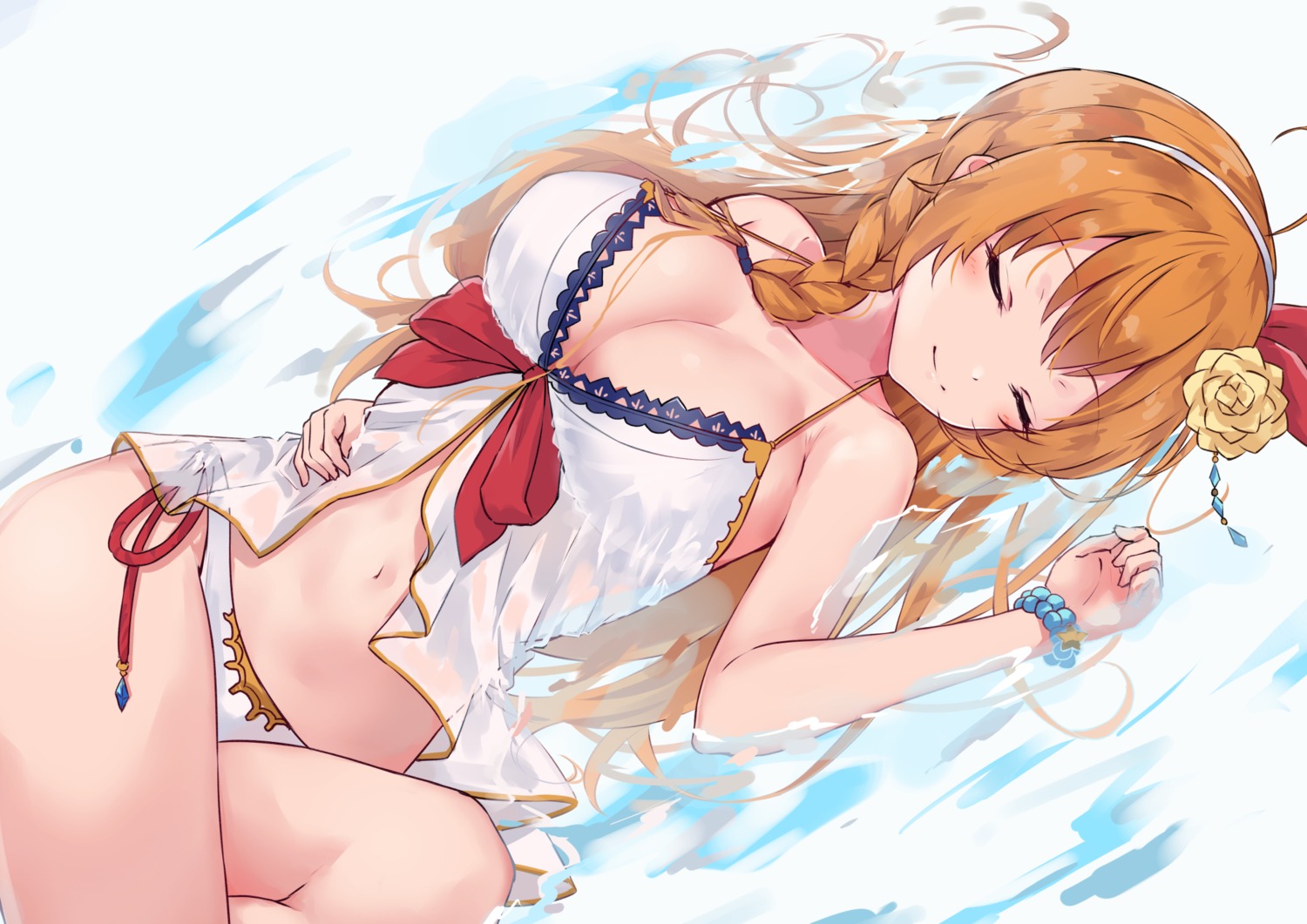 bikini cleavage minikon pecorine princess_connect princess_connect!_re:dive see_through swimsuits wet