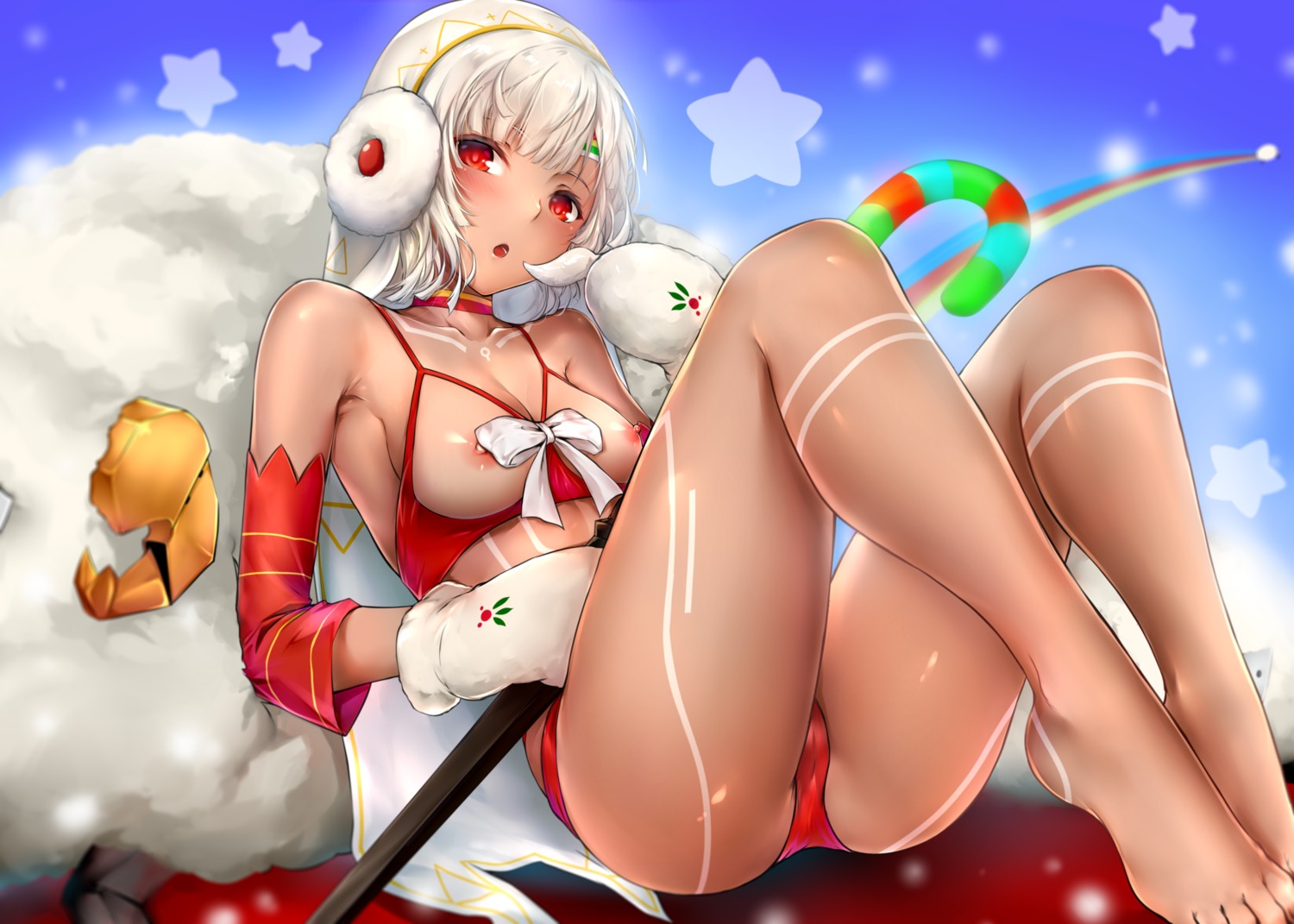 attila_(fate/grand_order) bikini breasts cameltoe christmas fate/grand_order feet nipples rei_kun swimsuits tattoo