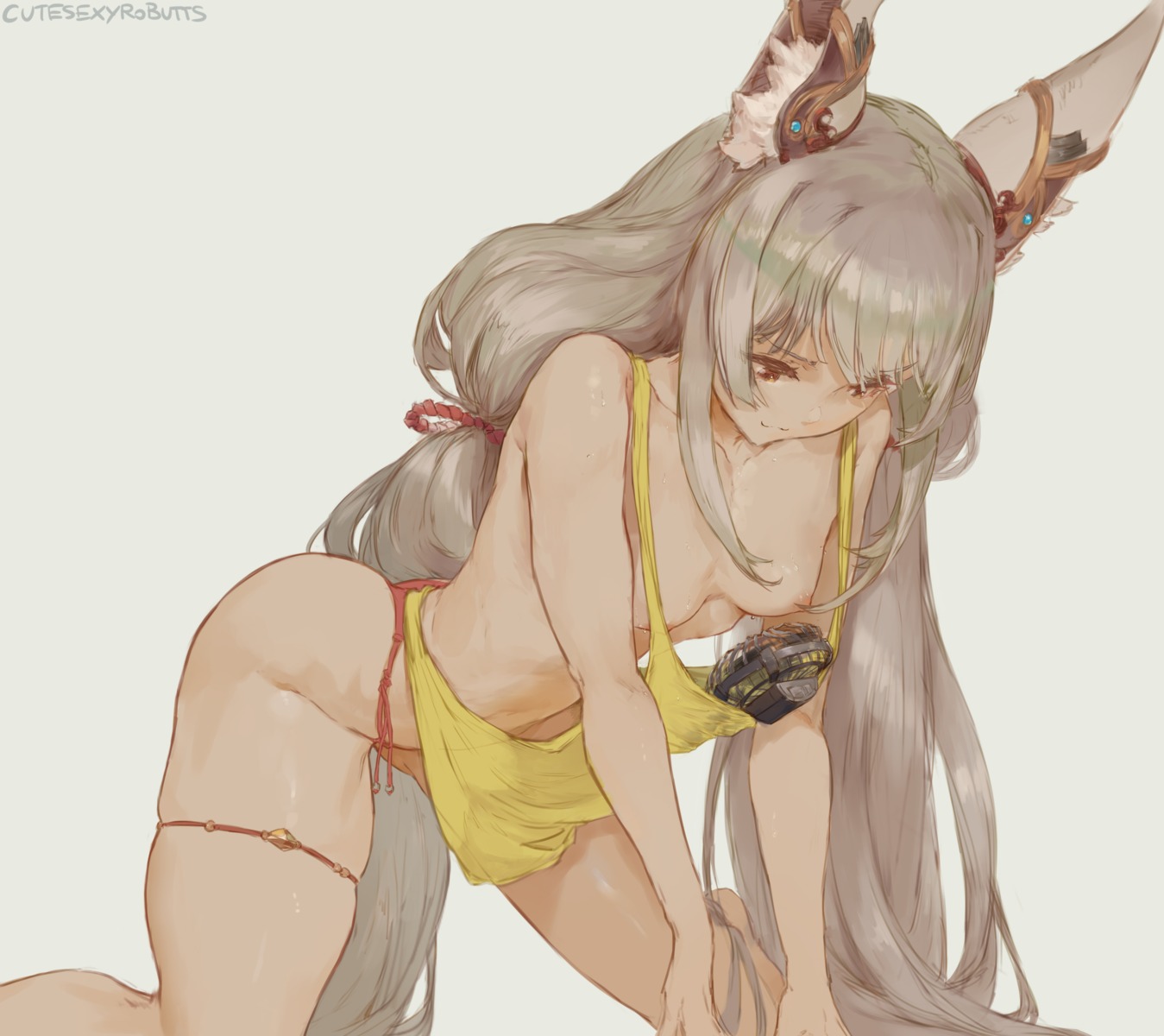 animal_ears breasts cutesexyrobutts garter nipples niyah no_bra pantsu string_panties xenoblade xenoblade_chronicles_2