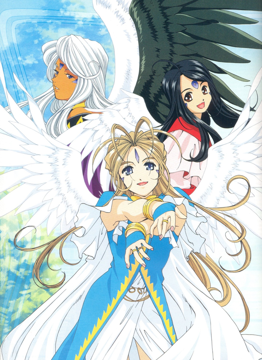 ah_my_goddess belldandy screening skuld urd wings