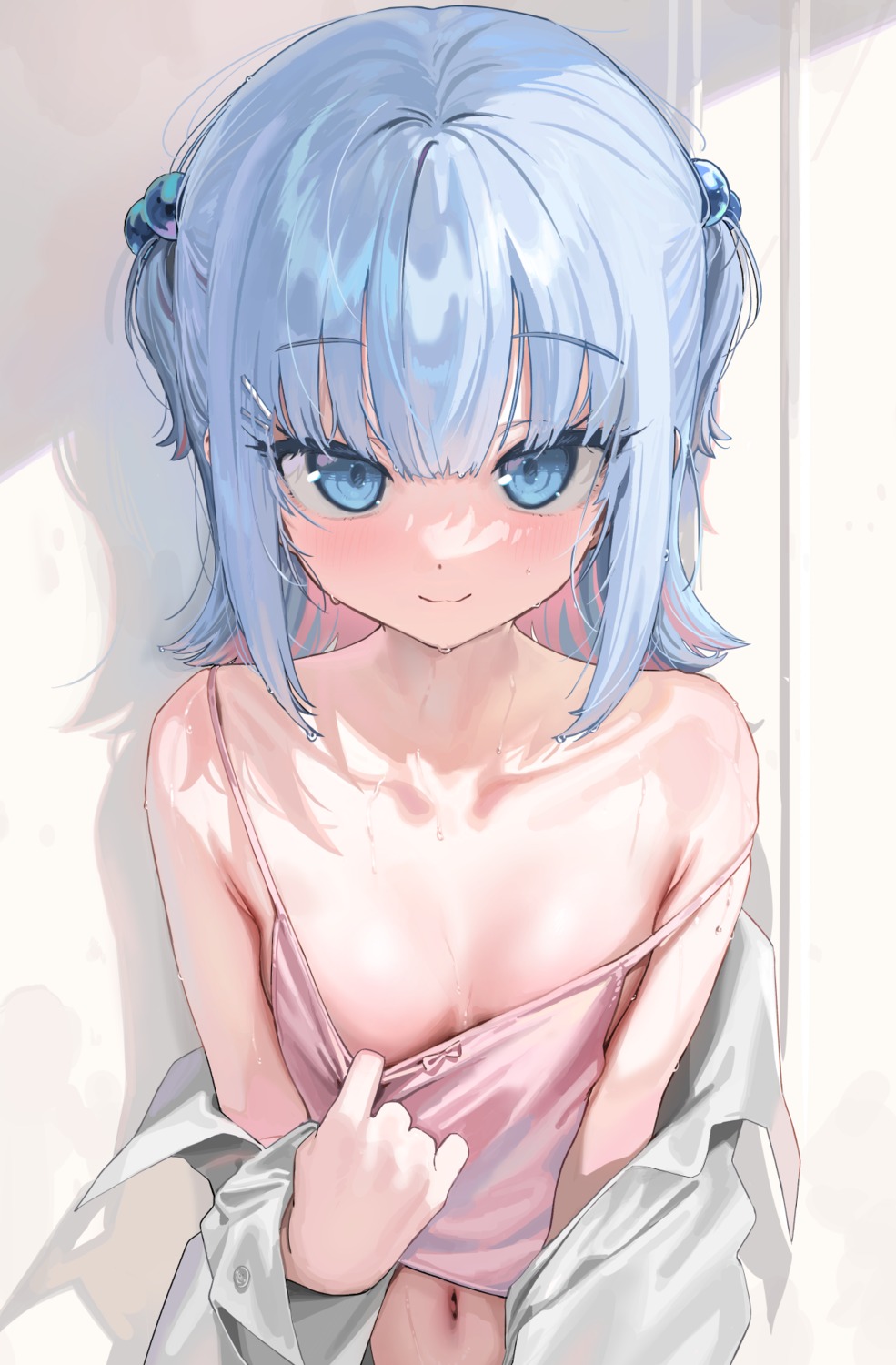 dress_shirt indie_virtual_youtuber kanzarin kanzarin_(vtuber) lingerie loli no_bra undressing wet