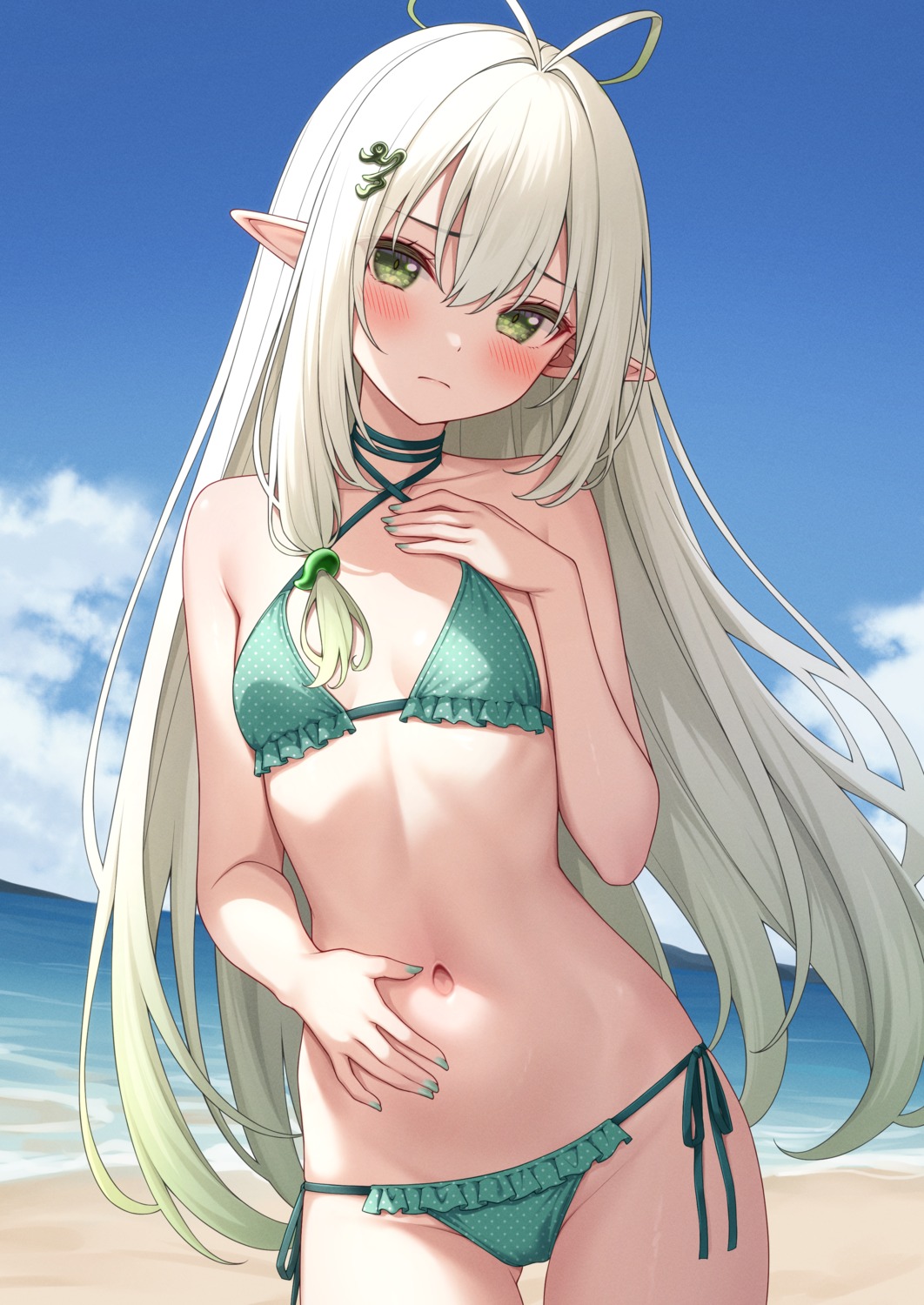 bikini karutamo pointy_ears swimsuits