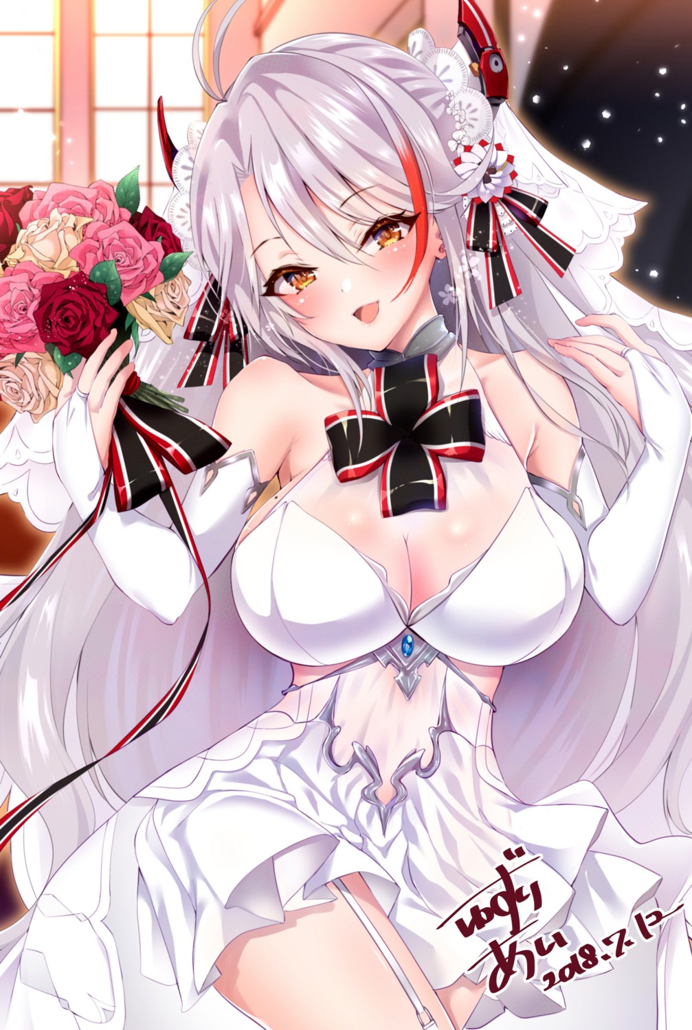 azur_lane cleavage dress prinz_eugen_(azur_lane) see_through wedding_dress yuzuri_ai_(ichigo_crown)