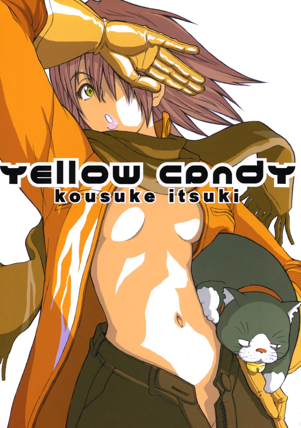 anime_brothers flcl haruhara_haruko itsuki_kousuke neko no_bra nopan open_shirt