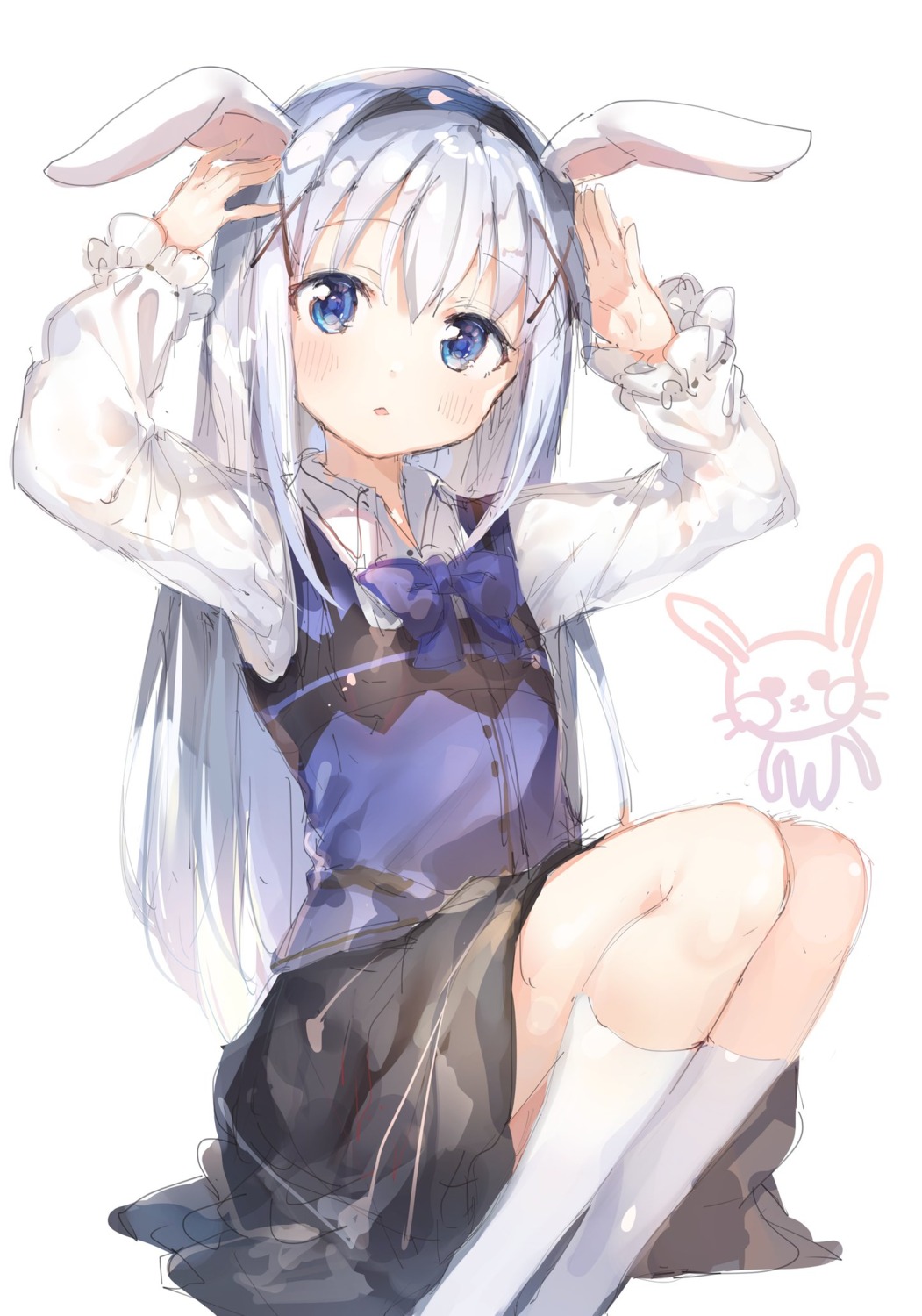 animal_ears bunny_ears gochuumon_wa_usagi_desu_ka? kafuu_chino sketch umibouzu waitress