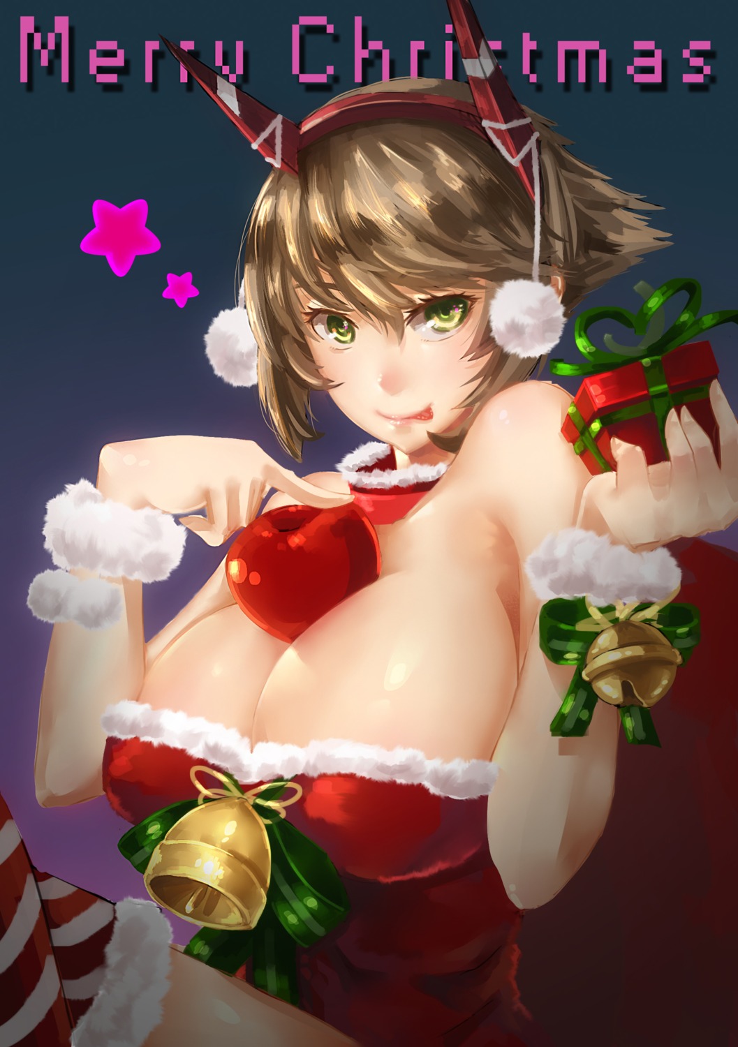 christmas cleavage ctrlz77 kantai_collection mutsu_(kancolle)