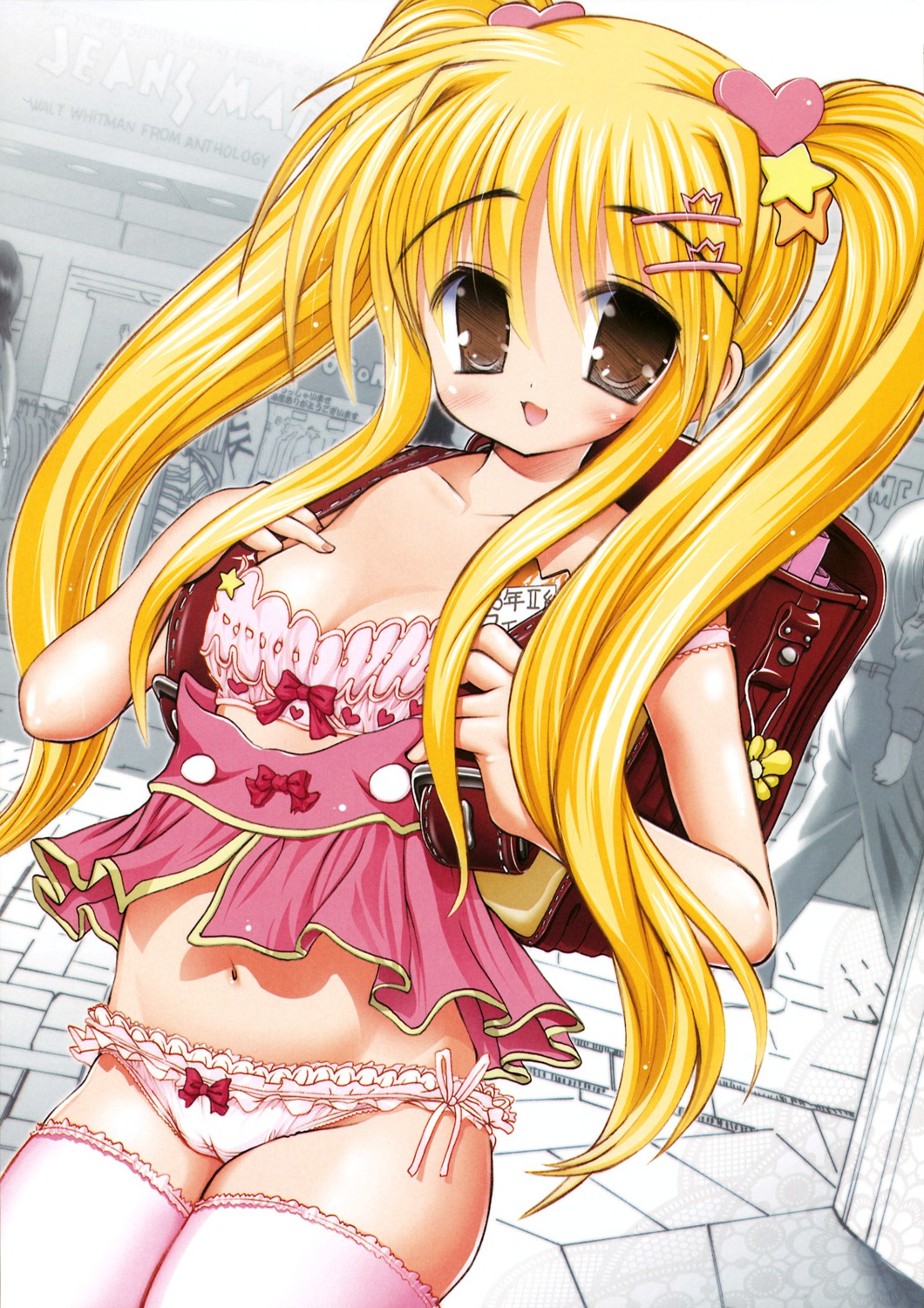 bra cameltoe fate_testarossa lingerie loli mahou_shoujo_lyrical_nanoha pantsu raidon studio_huan thighhighs