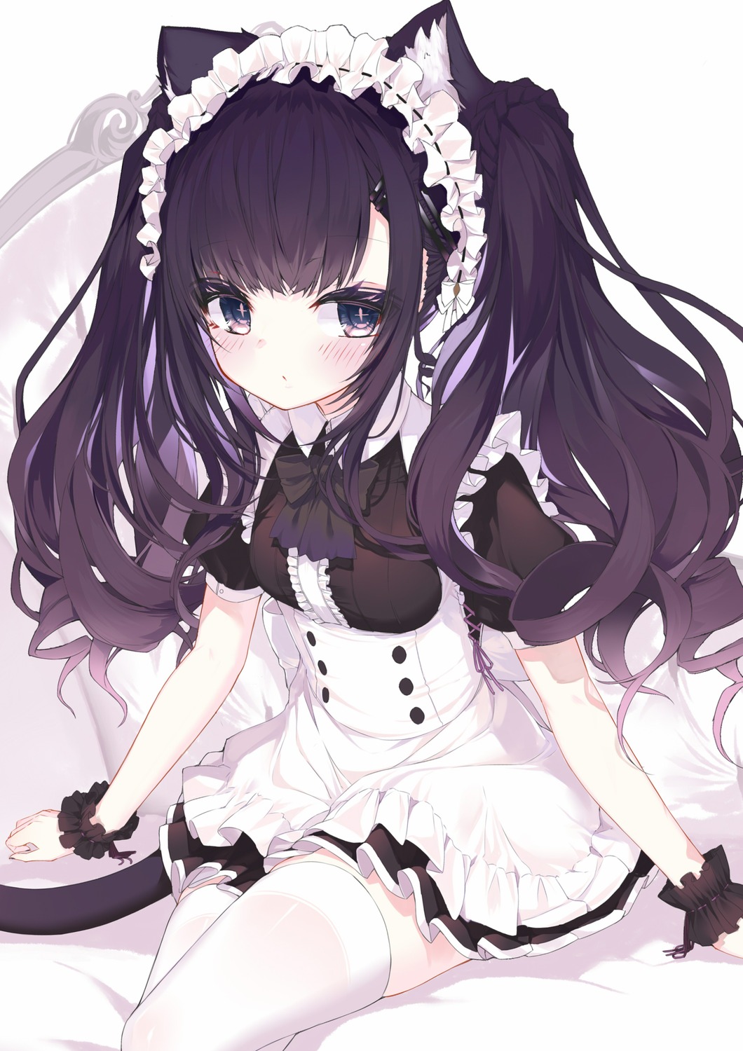 animal_ears maid nekomimi tail thighhighs yuui_hutabakirage