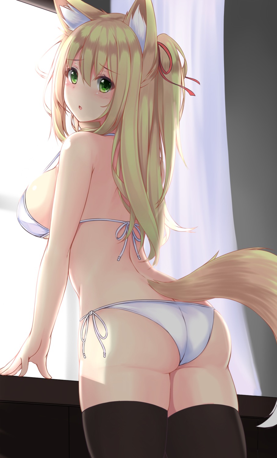 animal_ears ass bikini sogaya swimsuits tail thighhighs