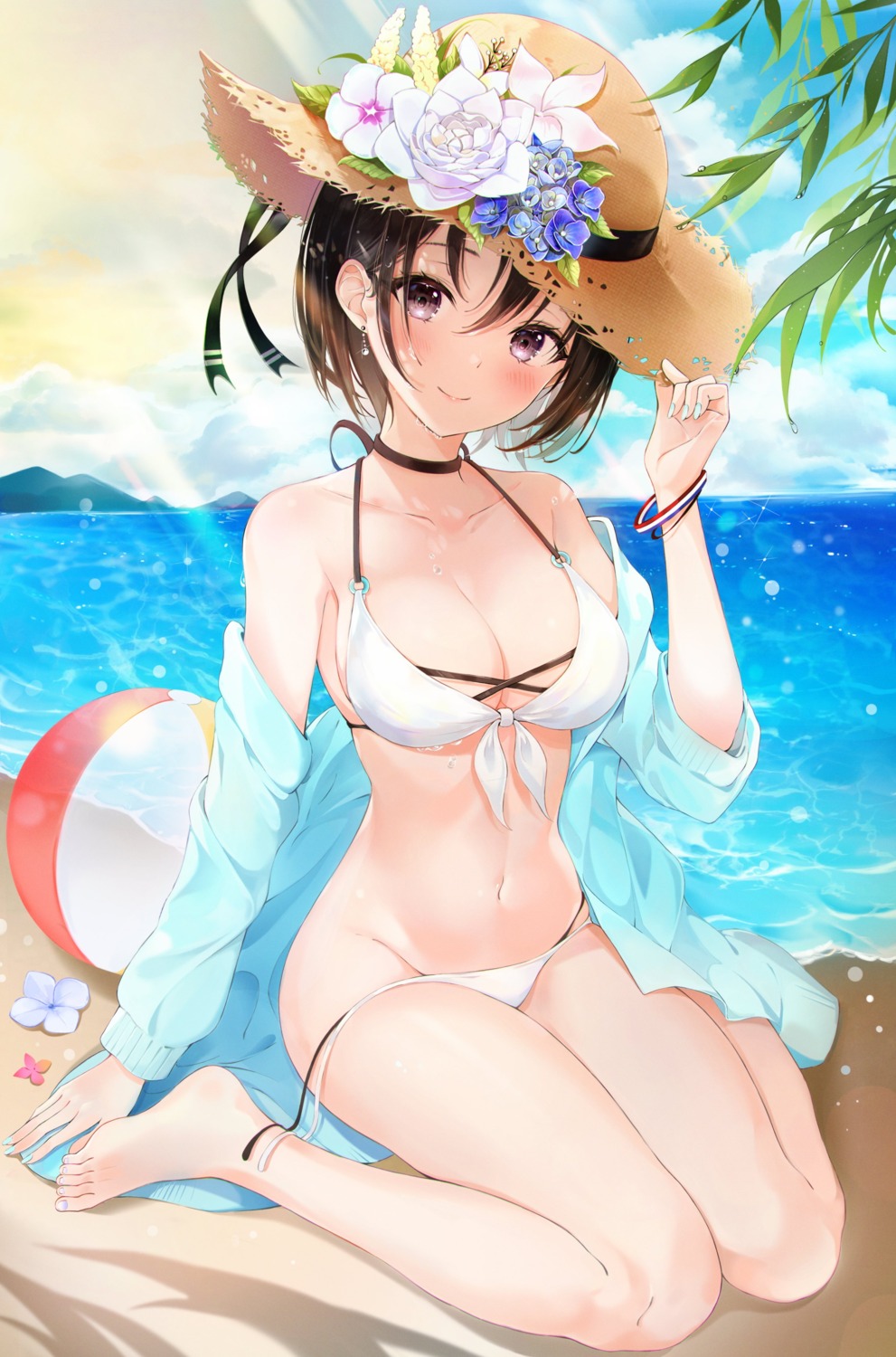 bikini cleavage lebring open_shirt swimsuits wardrobe_malfunction