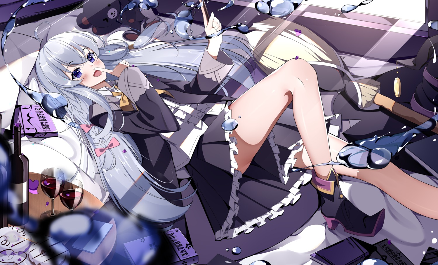 elaina_(majo_no_tabitabi) heels majo_no_tabitabi skirt_lift weapon witch