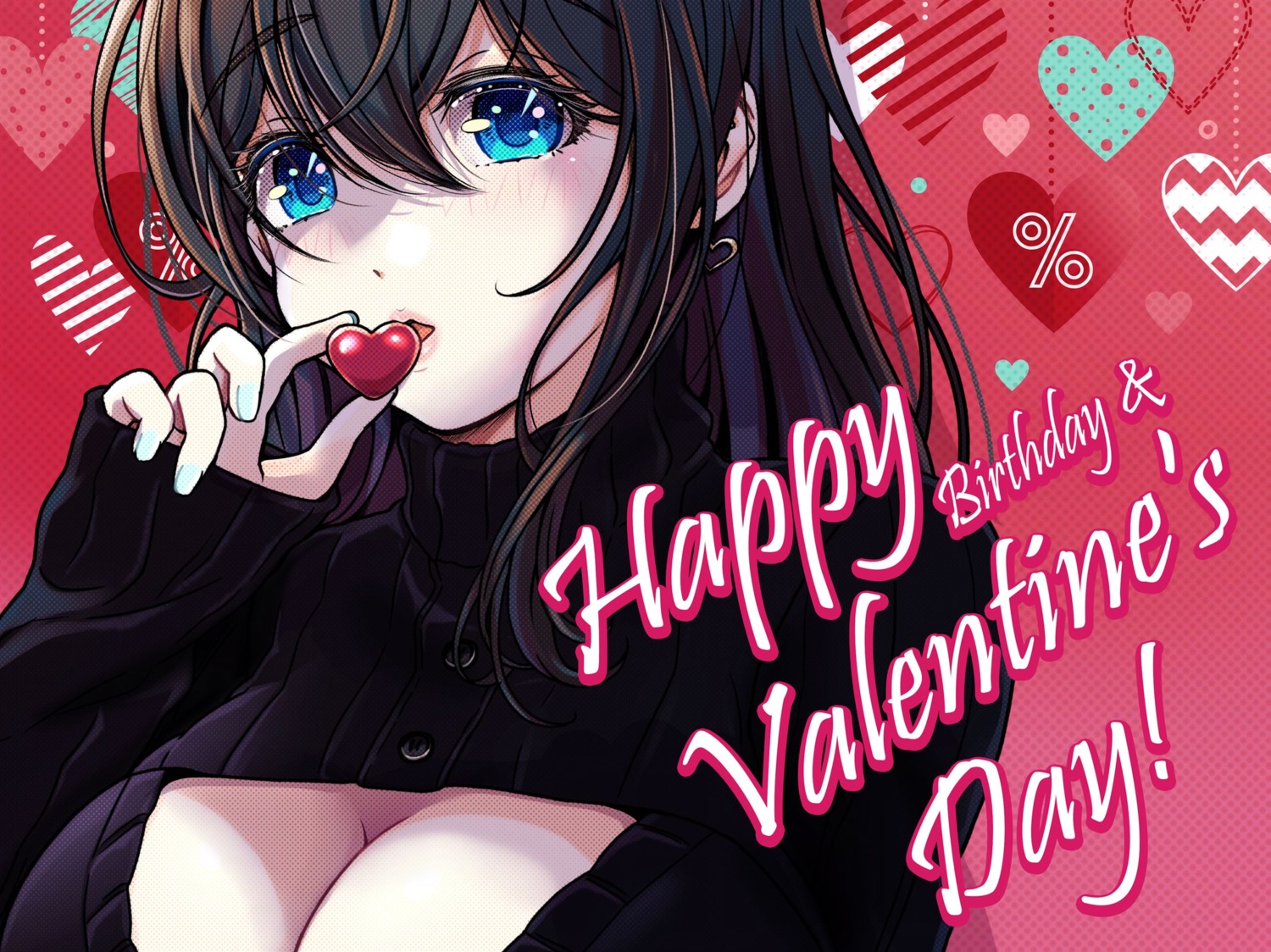 cleavage oomune_tayuyu sweater tama_project v-mag valentine