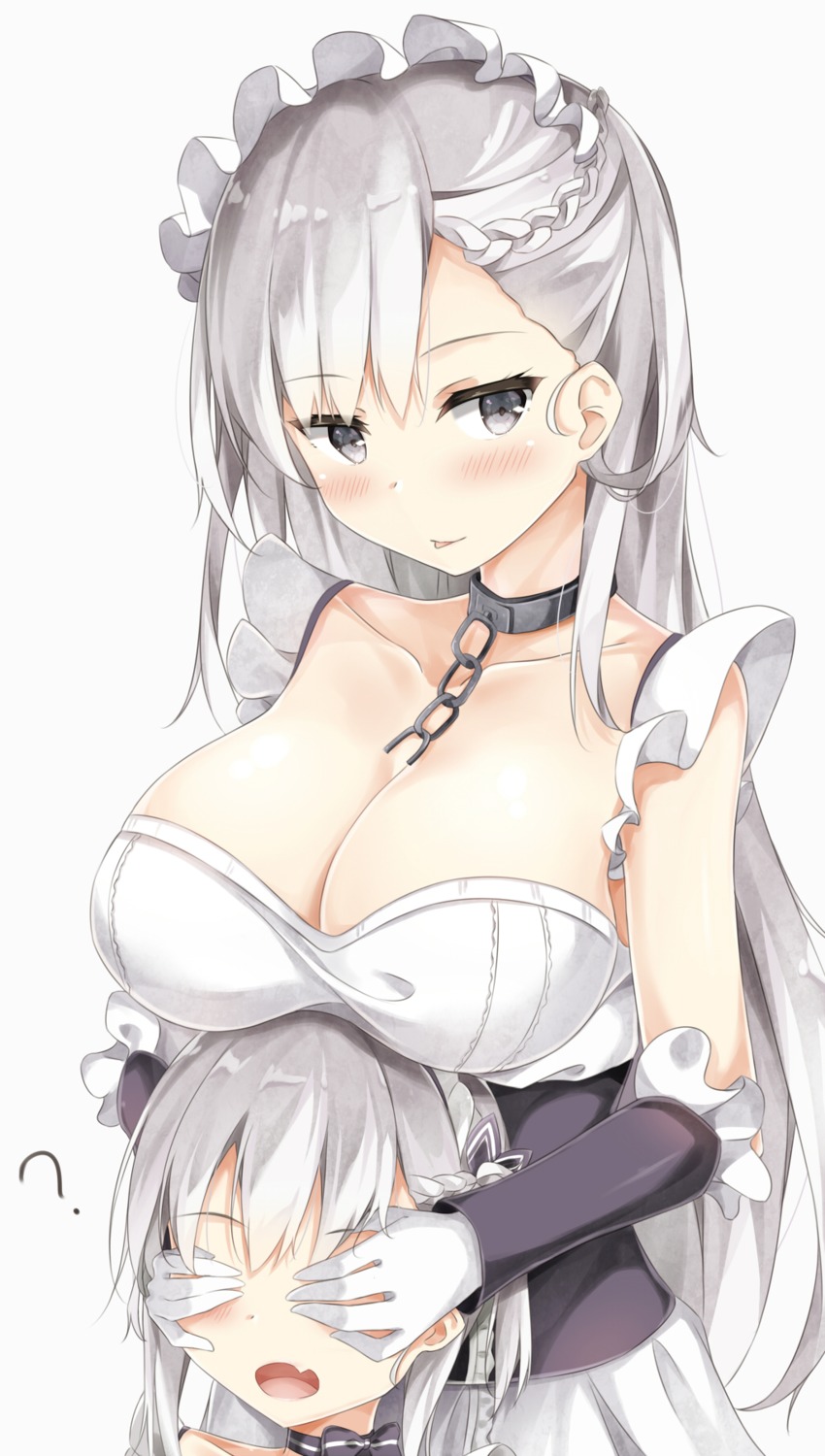 7gao azur_lane bel-chan_(azur_lane) belfast_(azur_lane) cleavage maid