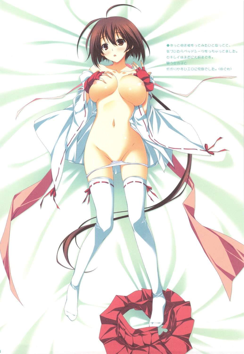 breast_grab breasts miko musubi nipples panty_pull sekirei thighhighs undressing wireframe yuuki_hagure