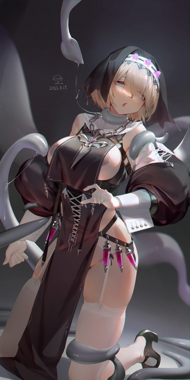 garter_belt heels no_bra nopan nun pasties ribao stockings tentacles thighhighs