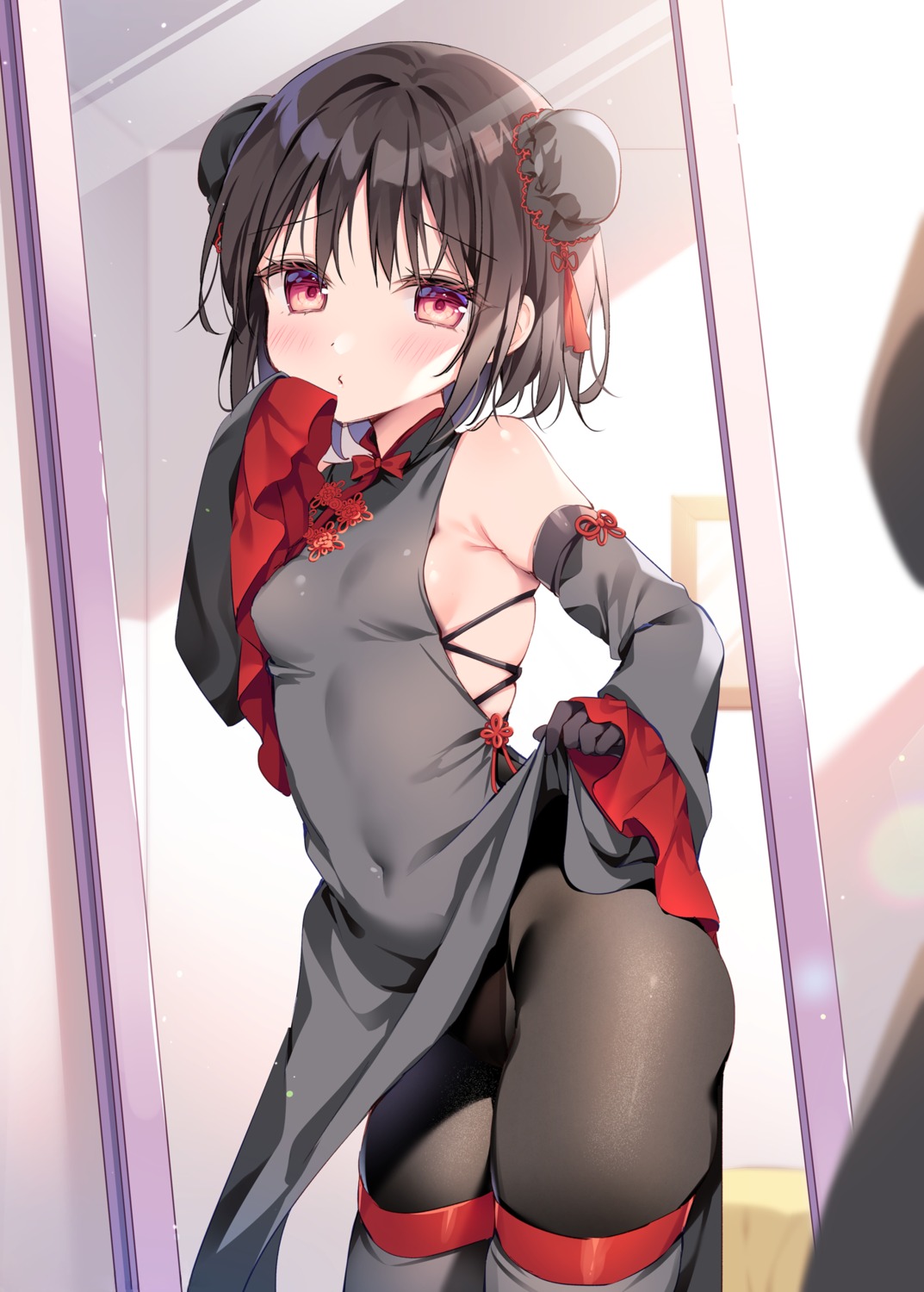 chinadress detexted loli no_bra pantsu pantyhose see_through shikitani_asuka skirt_lift thighhighs thong