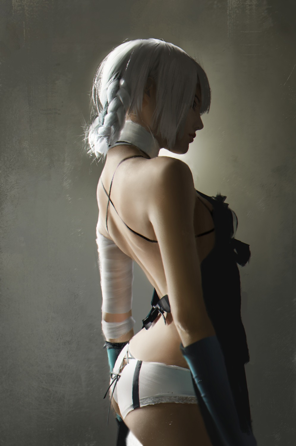 ass bandages jingyu_shen kaine_(nier) lingerie nier nier_replicant pantsu