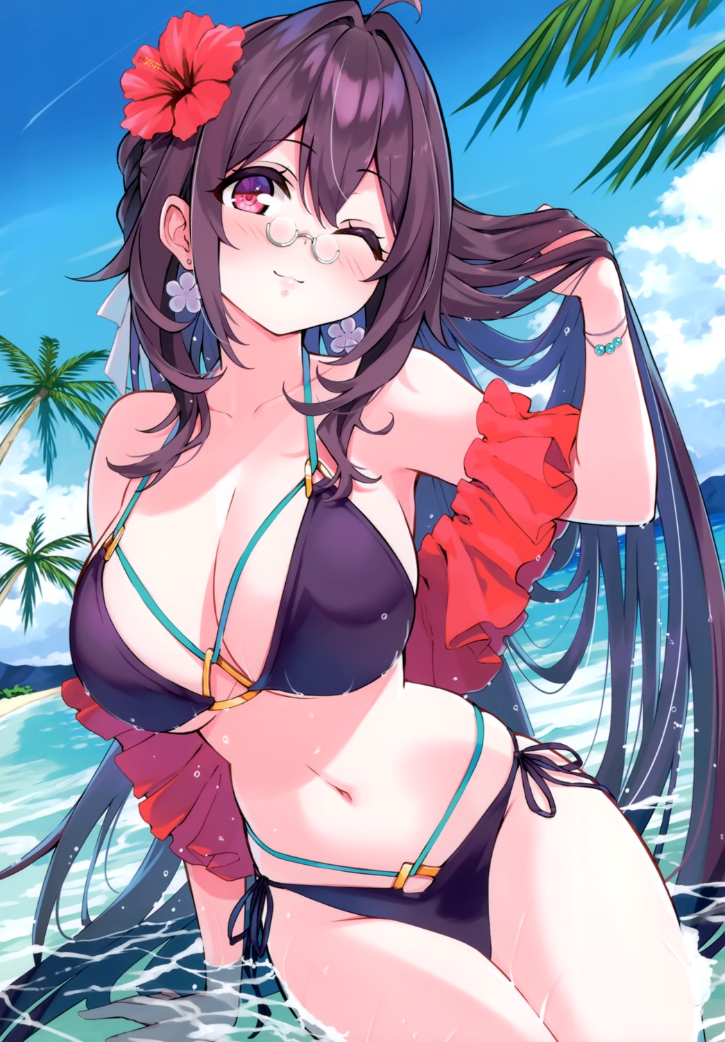 bikini hisen_kaede megane swimsuits wet