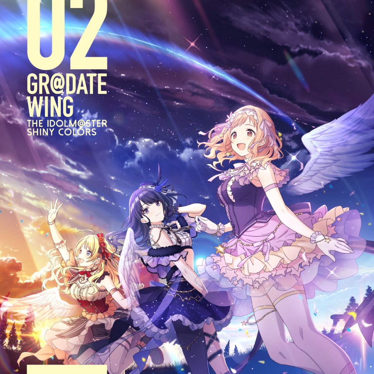 disc_cover garter hachimiya_meguru im@ssc_kaihatsu_team kazano_hiori sakuragi_mano see_through skirt_lift the_idolm@ster the_idolm@ster_shiny_colors thighhighs uniform wings