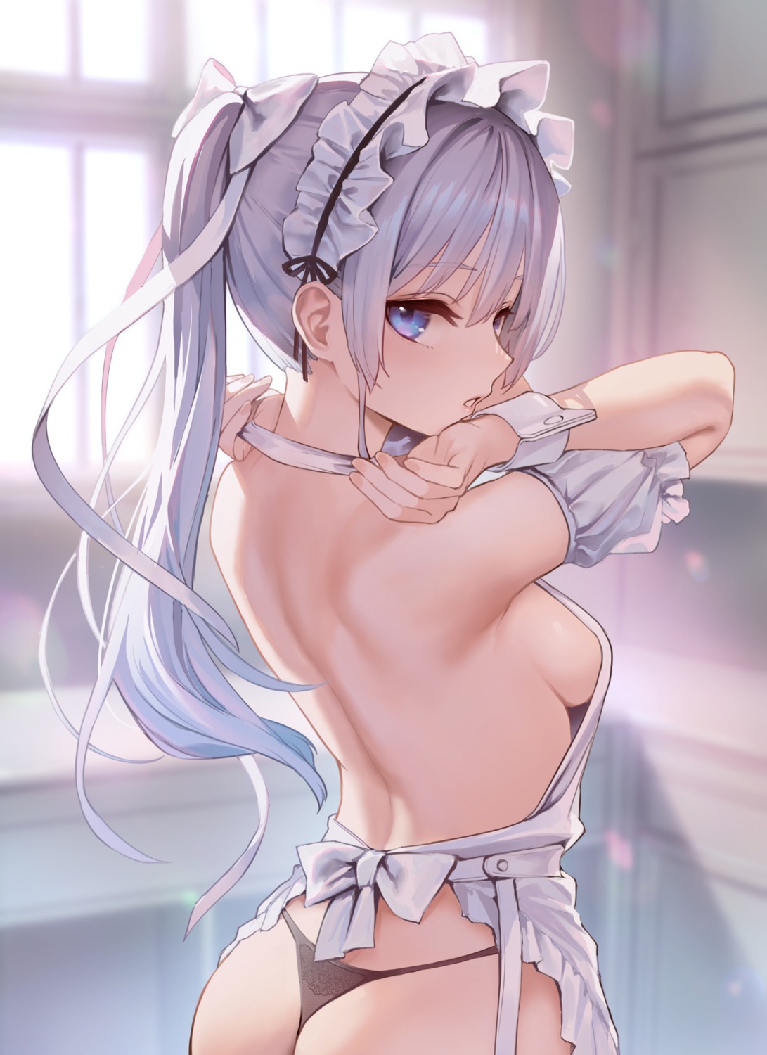 ass maid michiking naked_apron pantsu thong