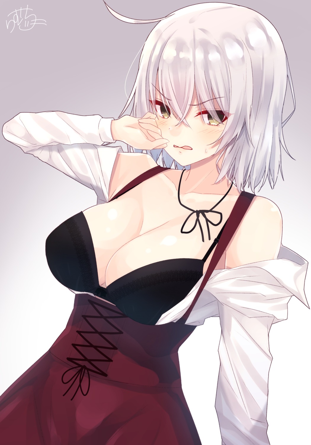 bra fate/grand_order jeanne_d'arc jeanne_d'arc_(alter)_(fate) open_shirt ramchi